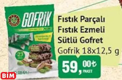 GOFRİK FISTIK PARÇALI FISTIK EZMELİ SÜTLÜ GOFRET
